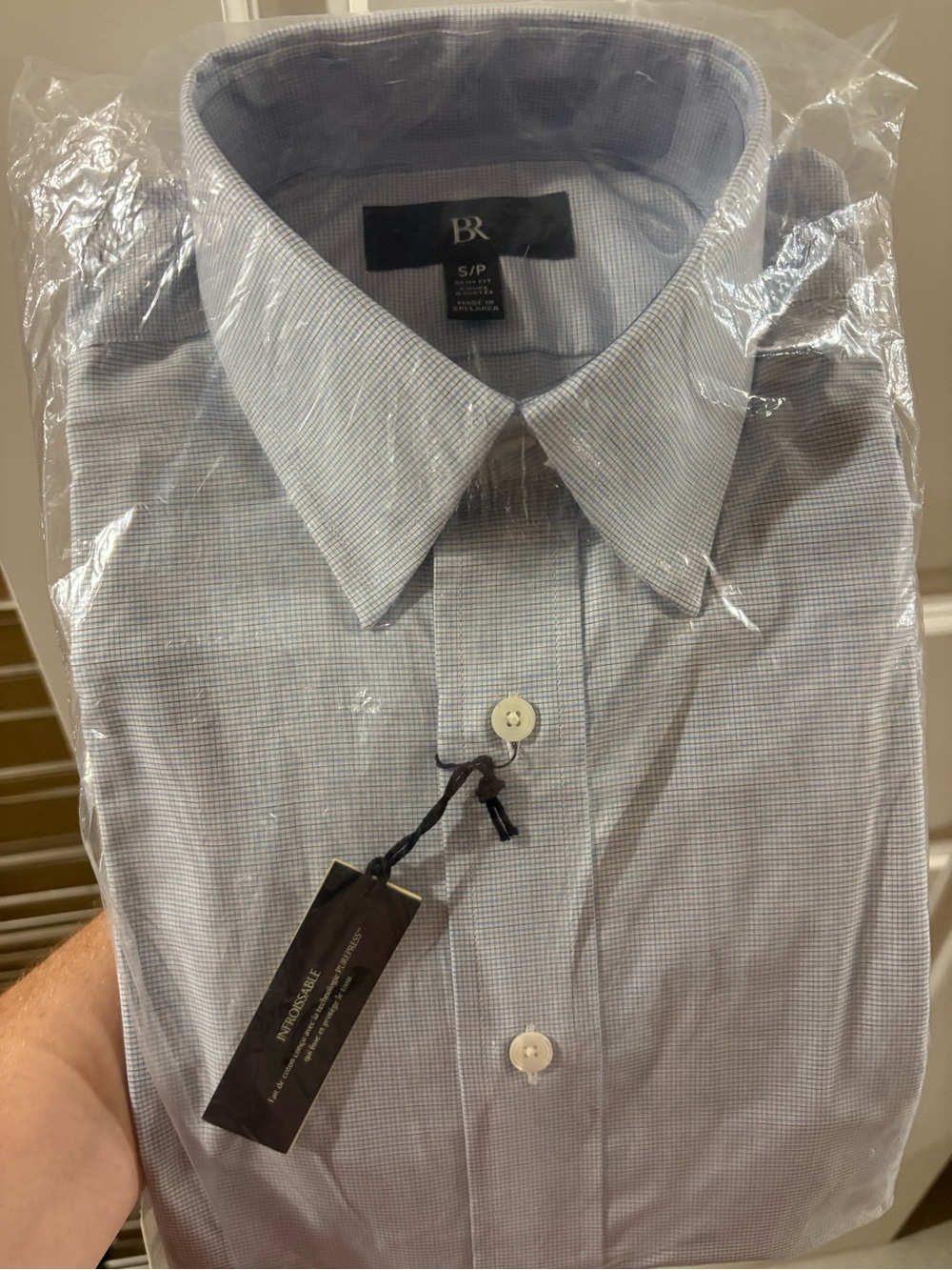 Banana Republic Men's Light Blue Micro-Check Dress Shirt BNWT